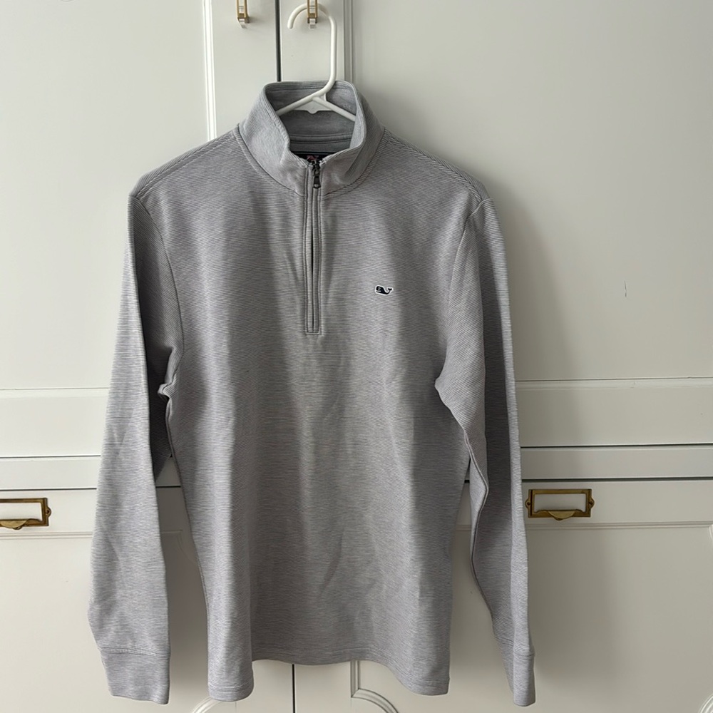 Vineyard Vines Men’s Gray Striped Quarterzip NWOT